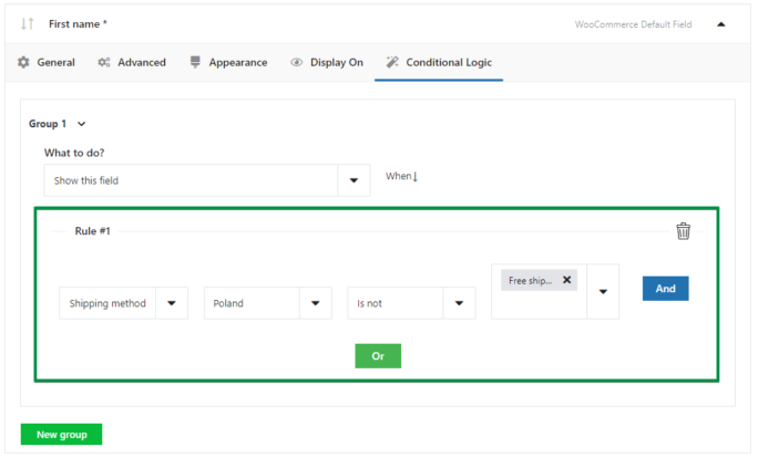 Flexible Checkout Fields使用条件逻辑设置结账页面递送方式