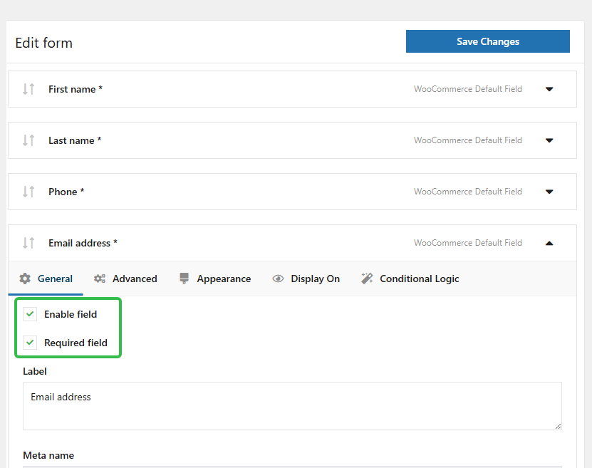 Flexible Checkout Fields选择将此字段设置为必填项