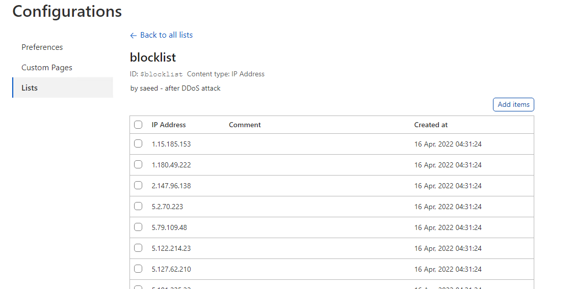  Añadir lista de direcciones IP al cortafuegos