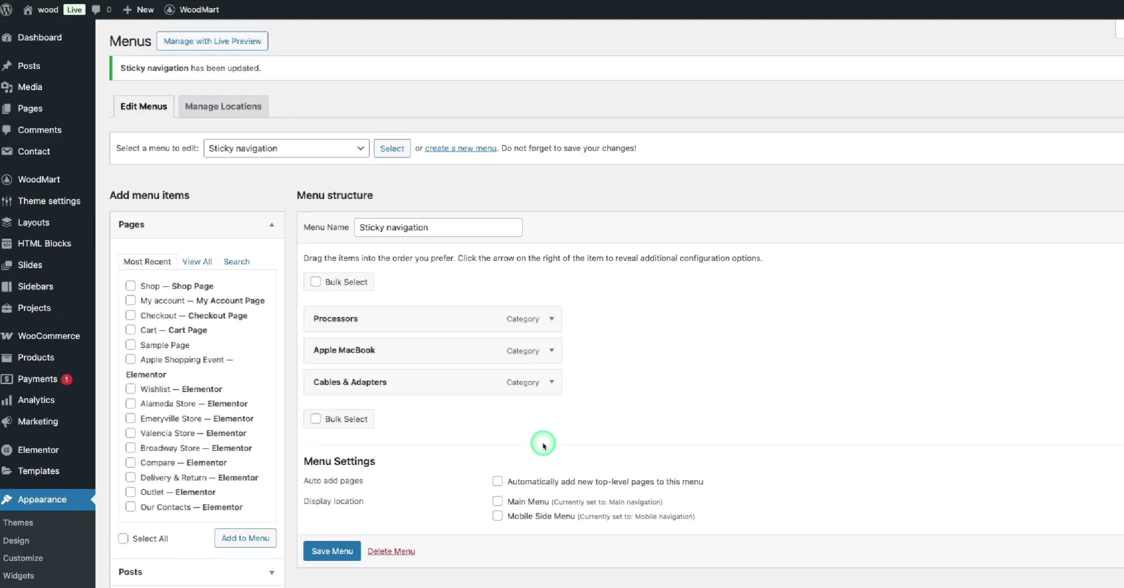 Imagen [4] - Cómo configurar la navegación fija en el tema Woodmart: mejora de la usabilidad del sitio web y la experiencia del usuario.