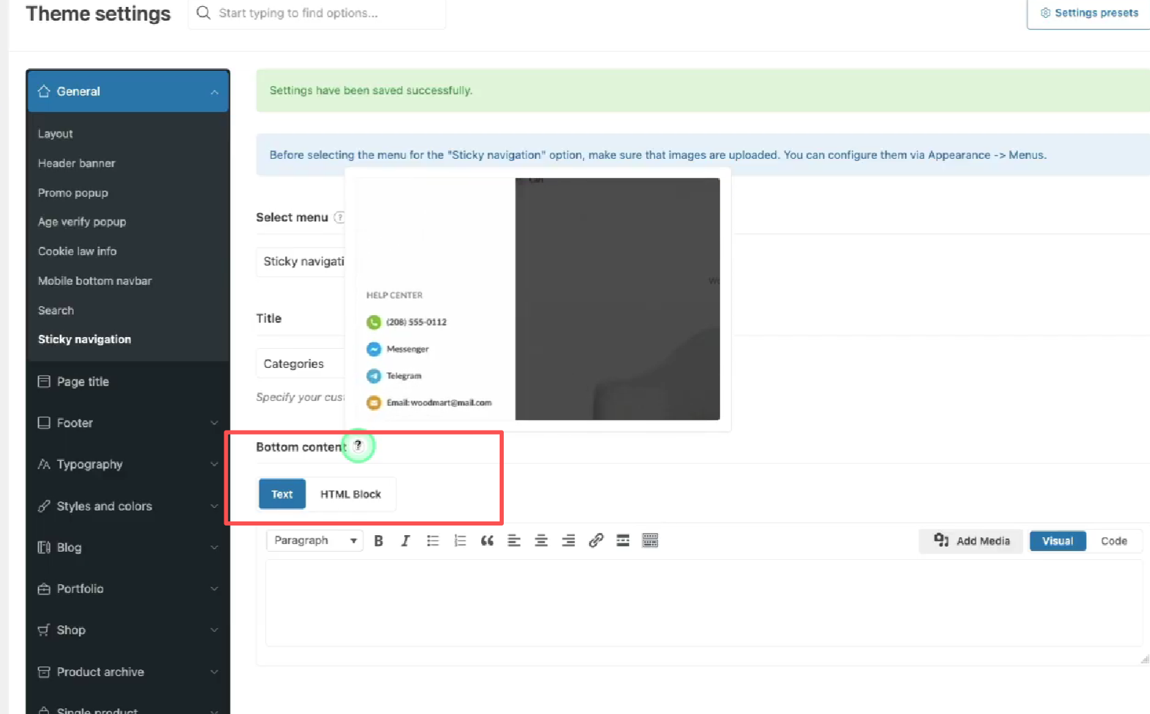 Imagen [9] - Cómo configurar la navegación fija en el tema Woodmart: mejora de la usabilidad del sitio web y la experiencia del usuario.
