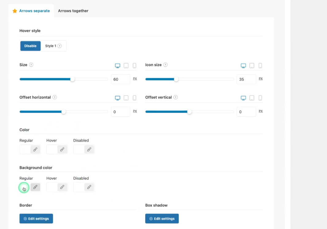 Imagen [5]: Cómo configurar y personalizar las flechas del carrusel, la paginación y la barra de desplazamiento en el tema Woodmart.