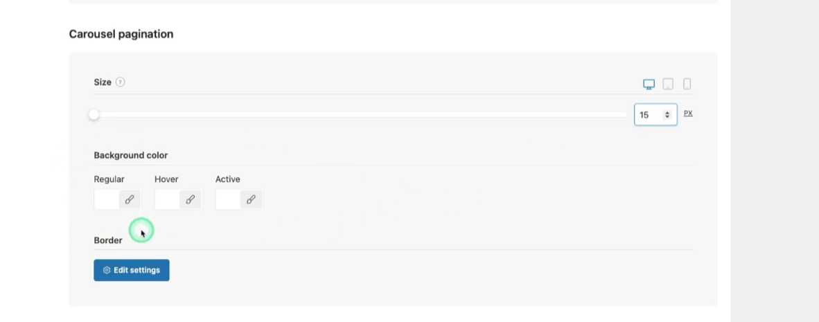 Imagen [6]: cómo configurar y personalizar las flechas, la paginación y la barra de desplazamiento del carrusel en el tema Woodmart.