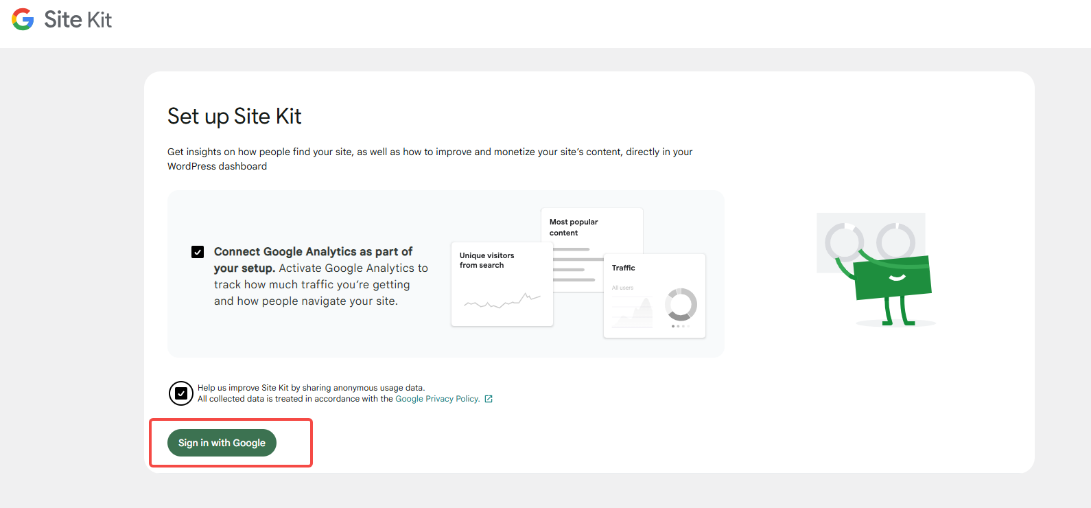  Site Kit by Google : associez votre compte Google