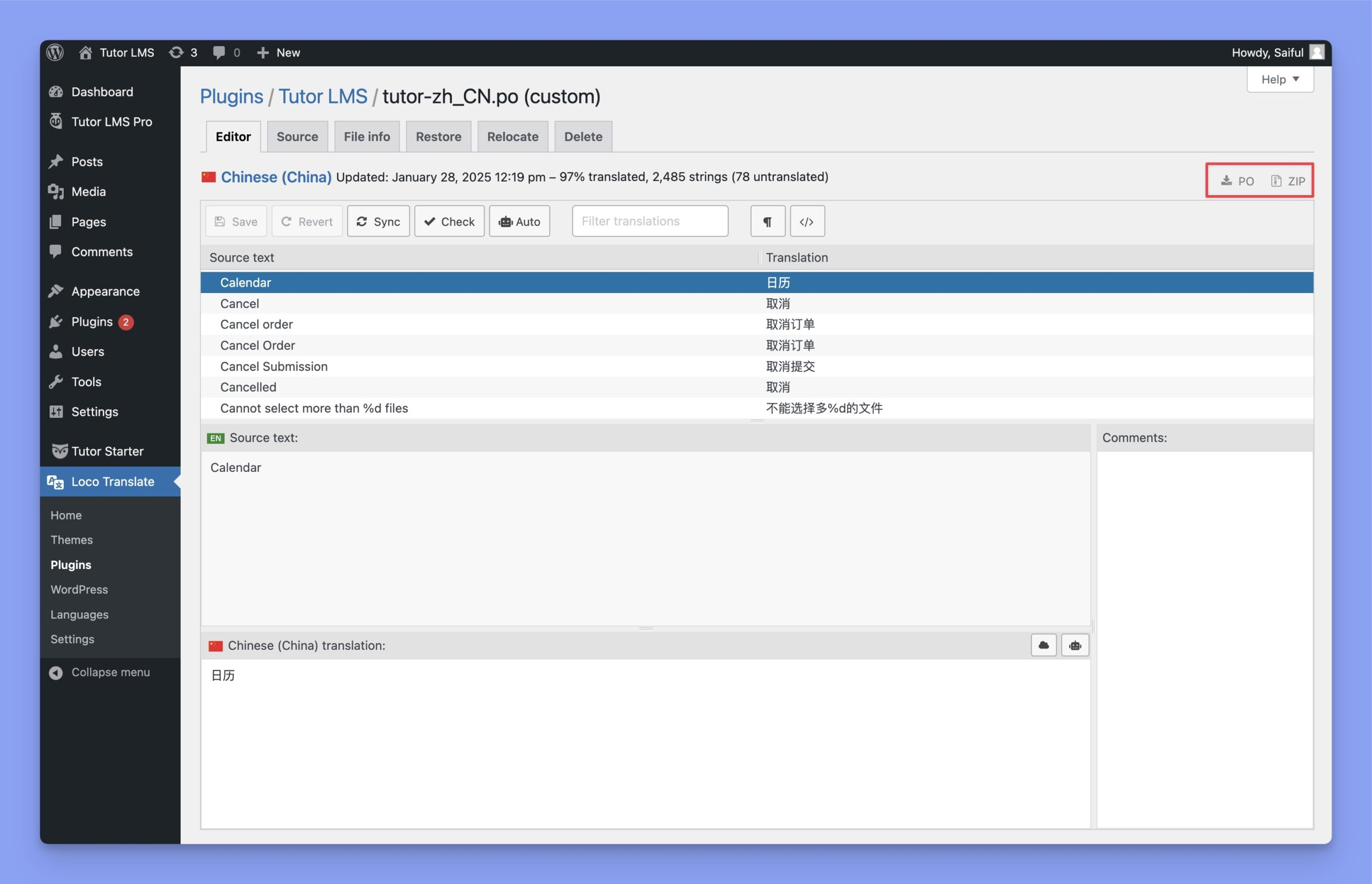 Image [6] - Loco Translate PRO Plugin : Un guide complet pour importer et exporter des fichiers de traduction