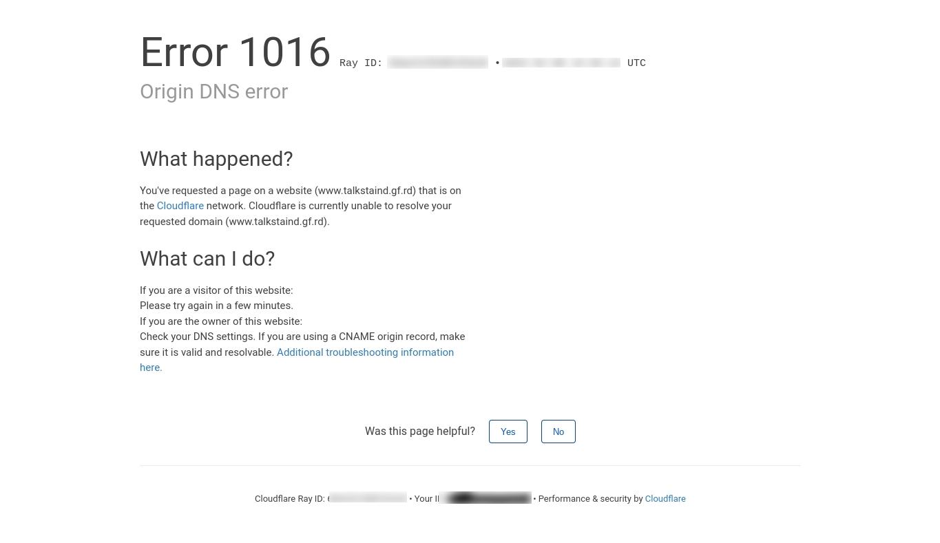 Cloudflare Error 1016：DNS 指向与源站连接怎么修-光子波动网 | 专业WordPress修复服务，全球范围，快速响应