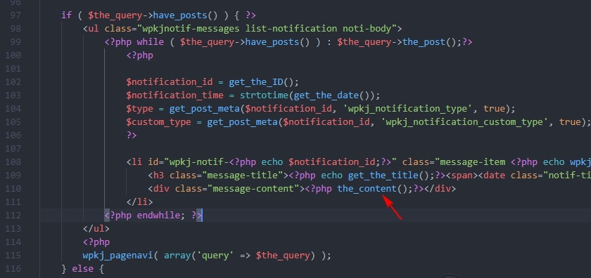 需要改成调用 the_content()
