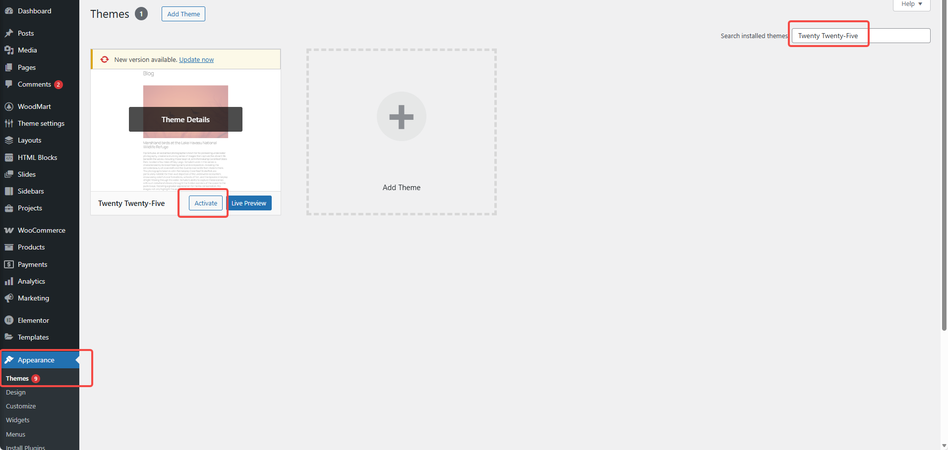 临时切换到 Hello Elementor（或 Twenty Twenty 系列）