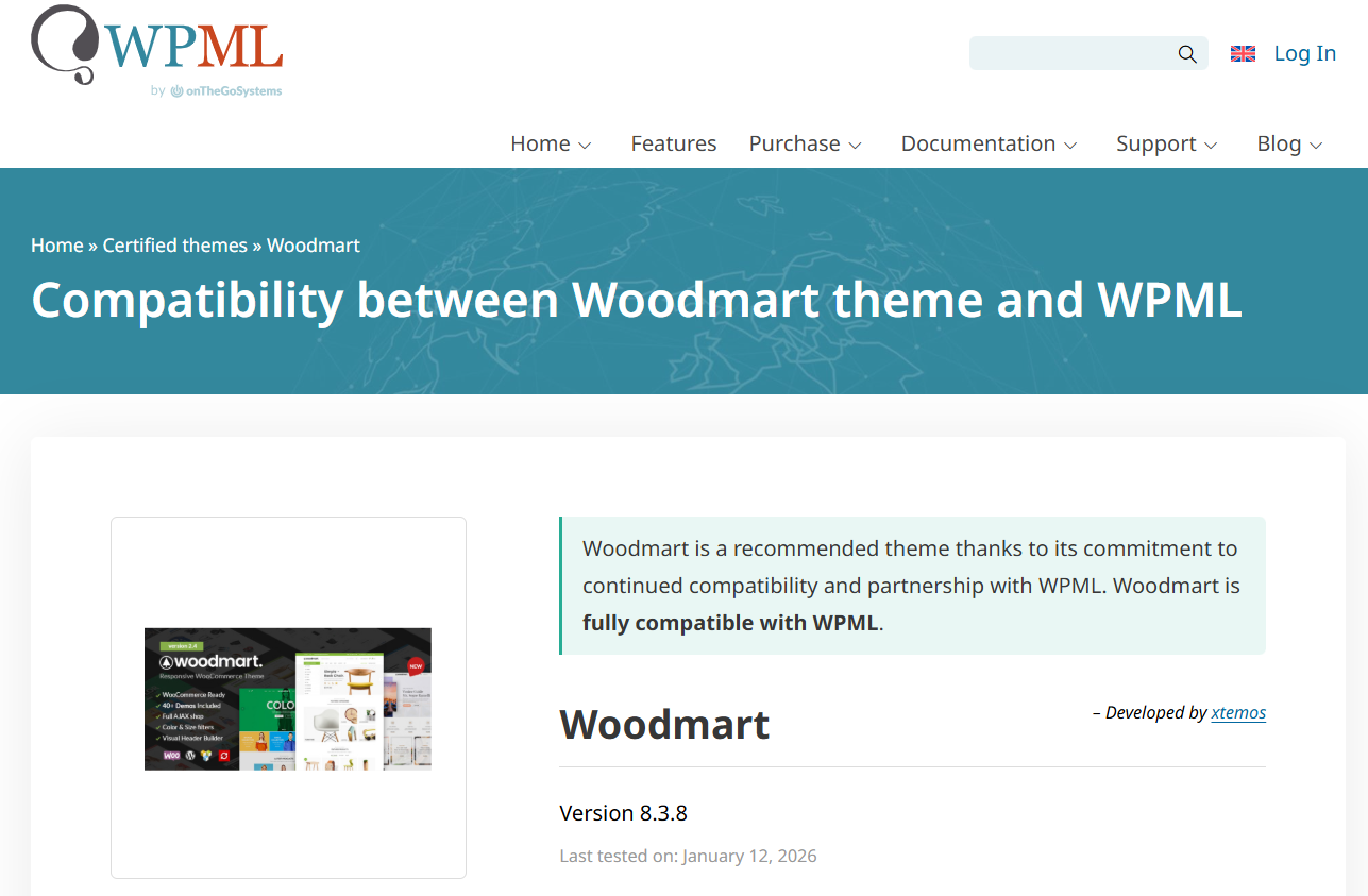 WoodMart 与 WPML 兼容性更稳