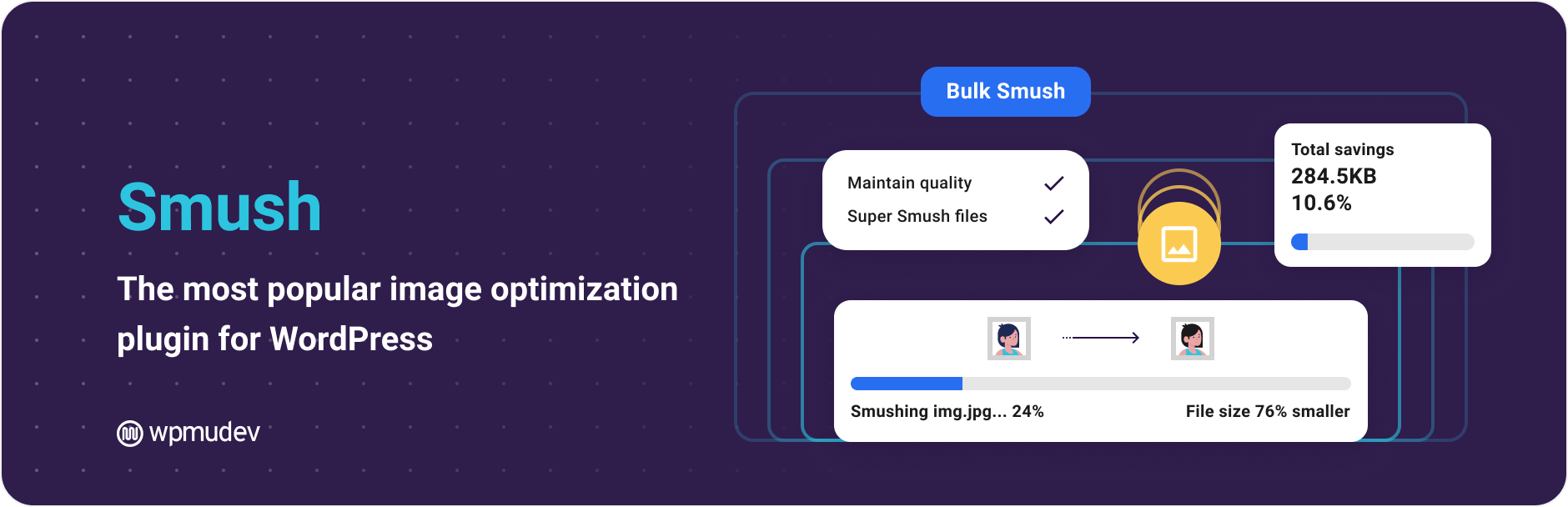 Smush 图片优化插件官方横幅，用于对比 Imagify 与 Smush